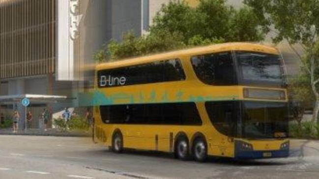 Artist impressions of the B-Line double-decker bus.