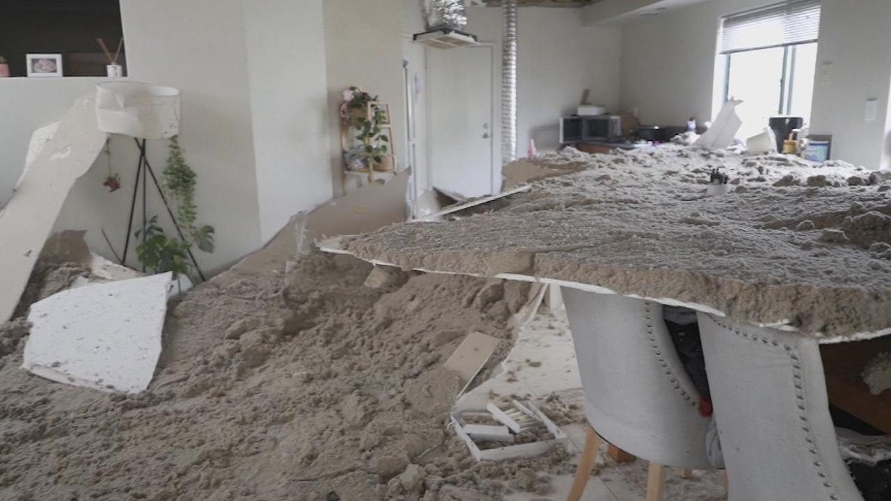 The collapsed ceiling. Picture: 9News