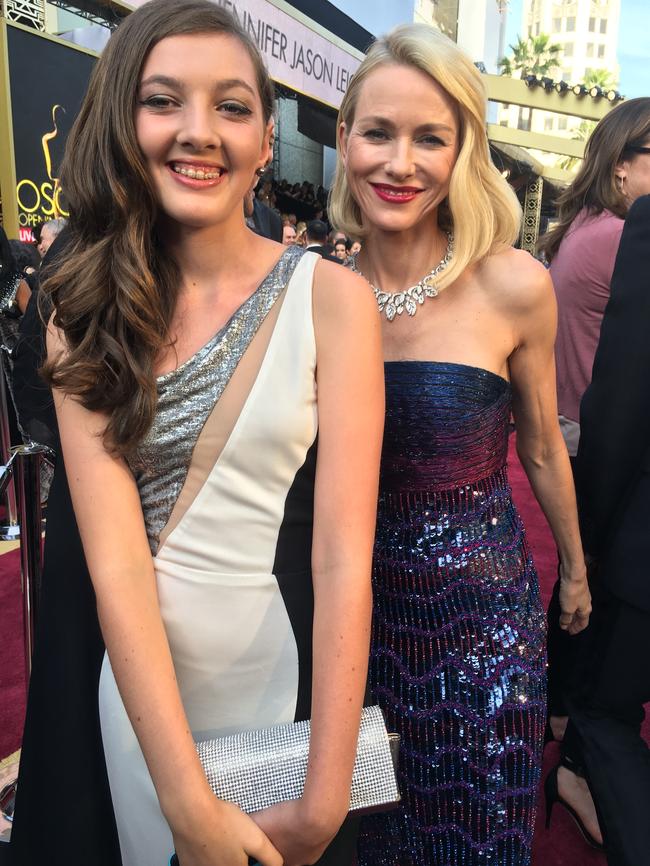 Naomi Watts stopped to meet fellow Mosman High student Scout Silbersher on the red carpet.