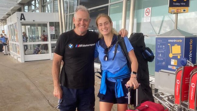 Rising hockey star Sienna Campese, pictured with father and Wallabies great David Campese.