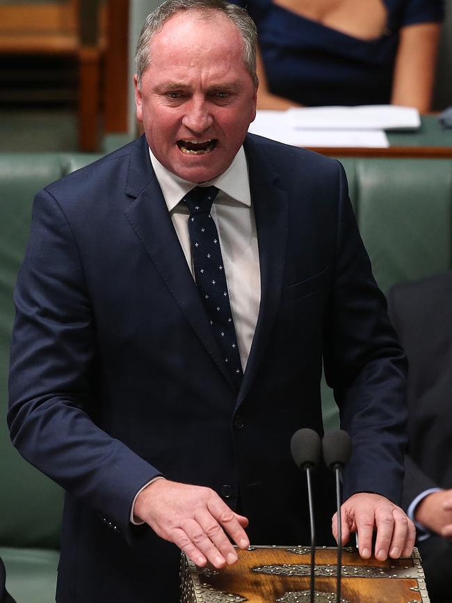 Deputy PM Barnaby Joyce gets heated during Question Time in the House of Representatives on Wednesday.