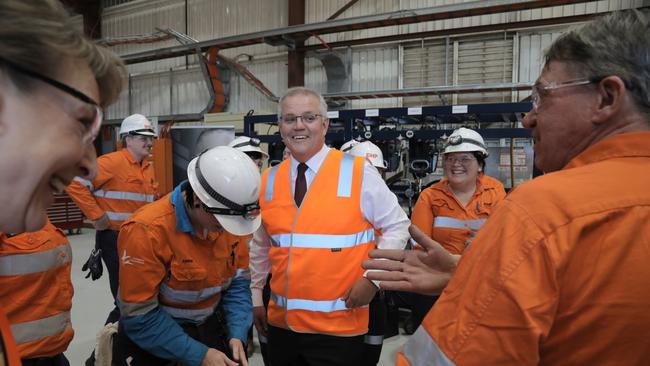 Scott Morrison visits BHP FutureFit Academy at Welshpool in Perth, WA. Picture: NCA NewsWire /Philip Gostelow.