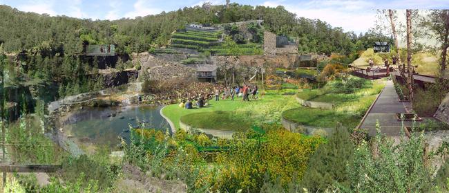 An artist's impression of the Hornsby Quarry site once it's completed into a public space.