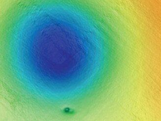 Seafloor map showing pockmark and micro-depressions in the seafloor off Big Sur. Image: © 2019 MBARI