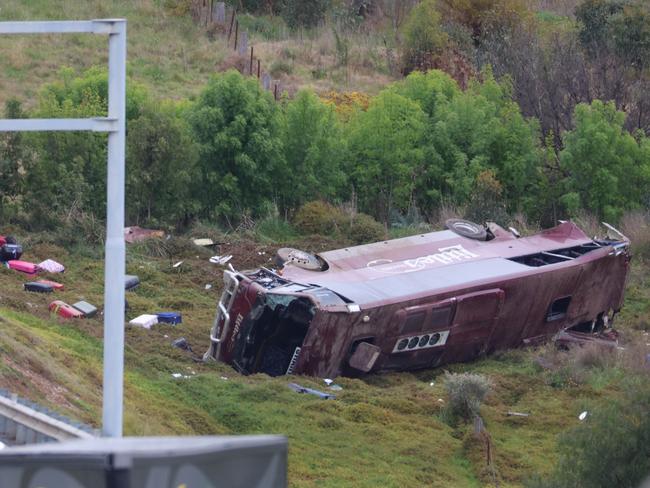 Dozens of Loreto College students and teachers were on the Melbourne-bound bus when the tragedy unfolded. Picture: Brendan Beckett