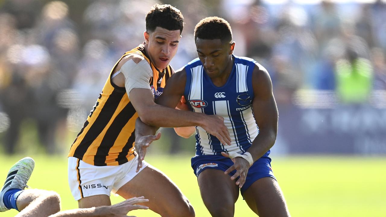 Tyler Brockman in action against the Kangaroos. Picture: Quinn Rooney/Getty Images