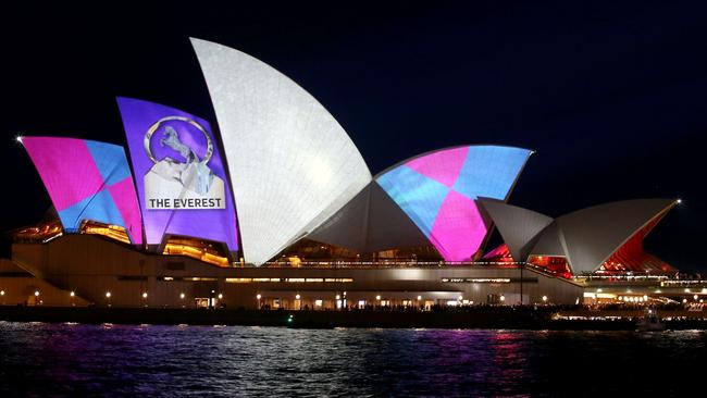 The Sydney Opera House sails promoting The Everest on October 9. Picture: Getty Images