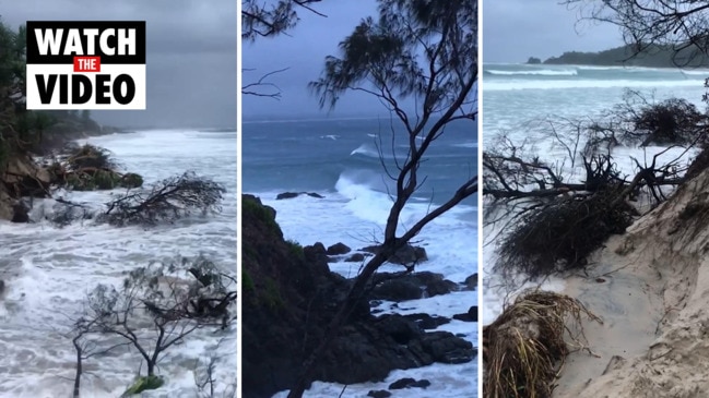 Wild weather tears up Byron Bay beach