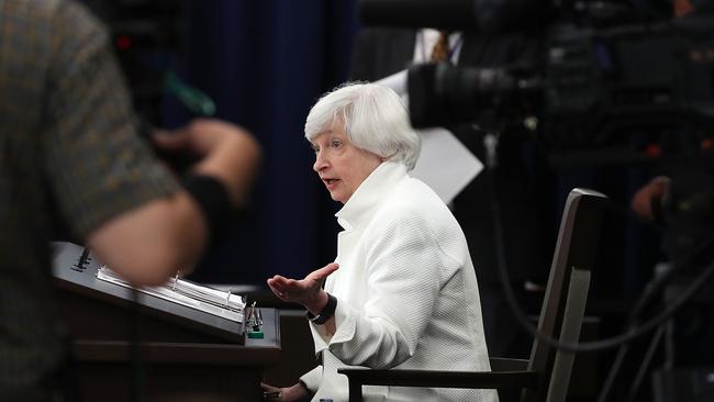 Federal Reserve Board Chairwoman Janet Yellen speaks during a news conference following a meeting of the Federal Open Market Committee overnight.