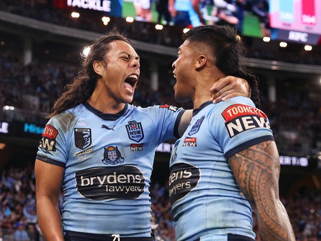 Samoa stars Jarome Luai and Brian To’o are free to represent NSW. Picture: Mark Kolbe/Getty