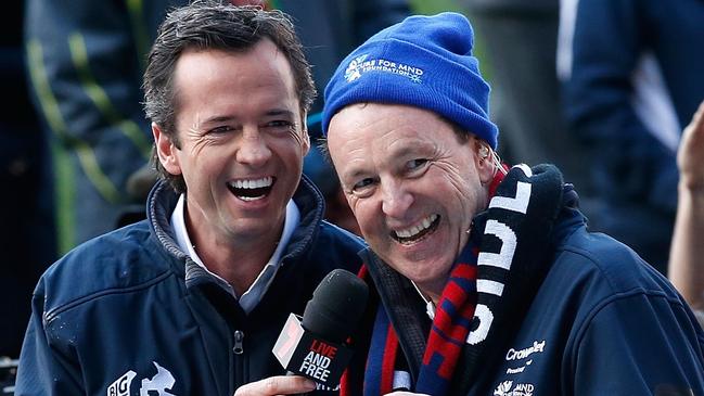 Hamish McLachlan chats with Neale Daniher in 2015. Picture: Michael Willson/AFL