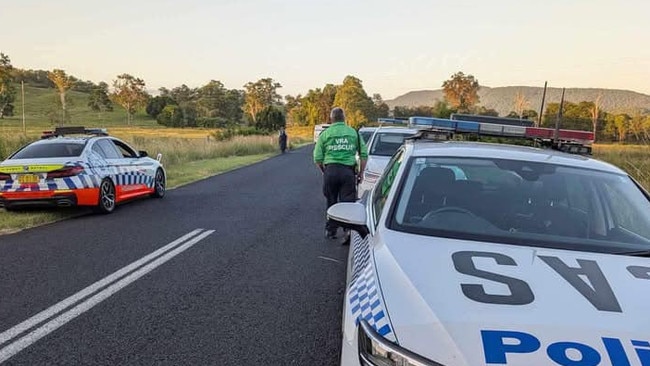 Hannah Thomas and Bodee Caruana were arrested in a paddock at Bentley, near Lismore after fleeing police following a vehicle stop in North Lismore in January 2025. Picture: VRA Rescue NSW