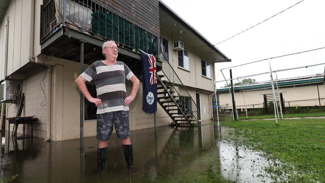 A monsoonal tropical low pressure system has brought devastating widespread flooding to North Queensland and parts of Cardwell in Far North Queensland, with over 1000 millimetres of rain recorded in some areas. Cardwell resident Ian Rowe has lived in his Roma Street house for 36 years, and has never seen flood waters rise so high as they did on Sunday night. Picture: Brendan Radke