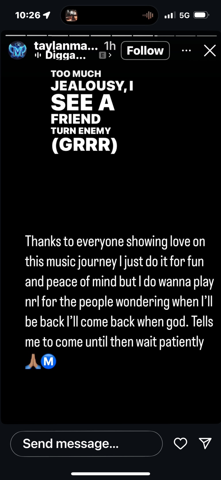 Taylan May’s Instagram story.