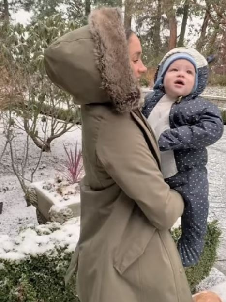 Meghan Markle and her son in a candid snap that featured in the Sussexes’ Netflix series.