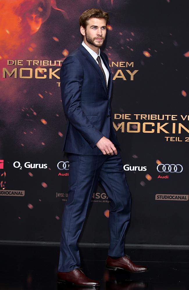 Actor Liam Hemsworth attends the world premiere of the film ‘The Hunger Games: Mockingjay - Part 2’ on November 4, 2015 in Berlin. Picture: Getty