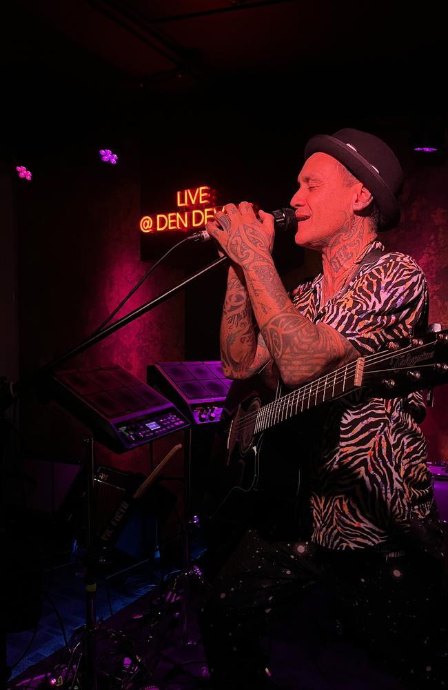 Tiki Taane performing on the new stage at Den Devine, with new sound and lighting. Picture: Supplied