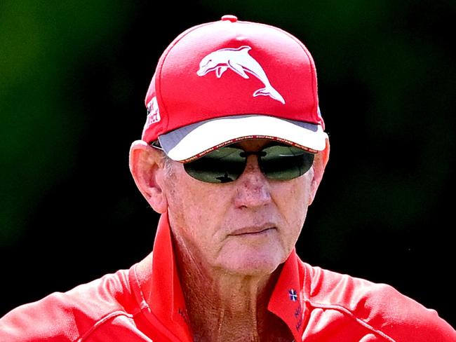 BRISBANE, AUSTRALIA - MARCH 07: Coach Wayne Bennett is seen during a Dolphins NRL training session at Kayo Stadium on March 07, 2024 in Brisbane, Australia. (Photo by Bradley Kanaris/Getty Images)