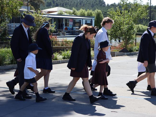 Ballarat Christian College preps started their first morning with Year 12 buddies. Picture: Ballarat Christian College