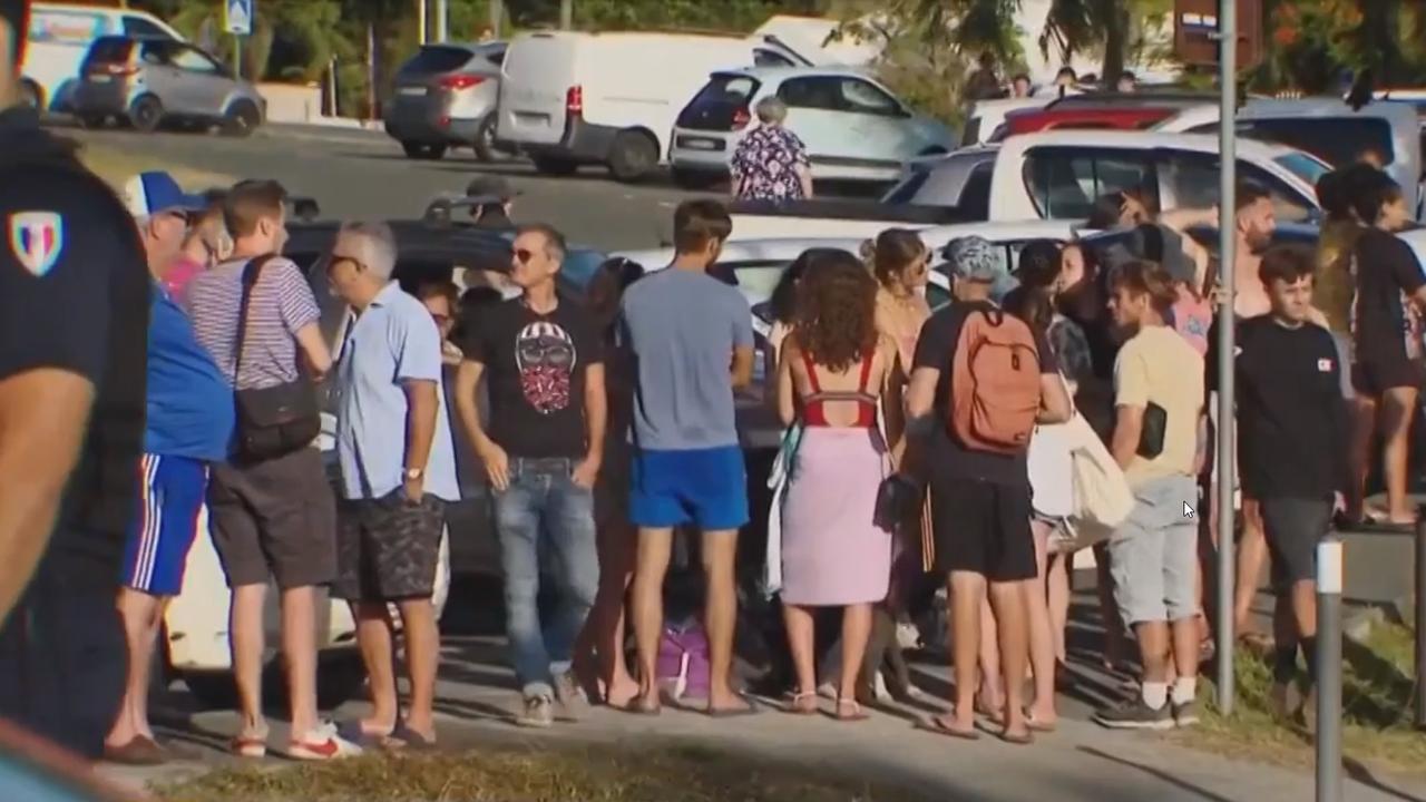 Crowds of beachgoers were on the beach just metres from where the attack unfolded. Picture: France1