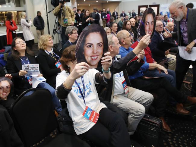 Dozens walked out on Pesutto before he addressed the crowd. Picture: David Crosling
