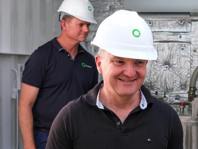 7 December, Dubai UAE. AustraliaÃ¢â¬â¢s Minister for Climate Change and Energy Chris Bowen with The Australian ambassador to the UAE Heidi Venamore (r) and Fortescue executives on board Green Pioneer, the worldÃ¢â¬â¢s first ship which runs on green ammonia, in Dubai at COP28 Photo: Jacquelin Magnay