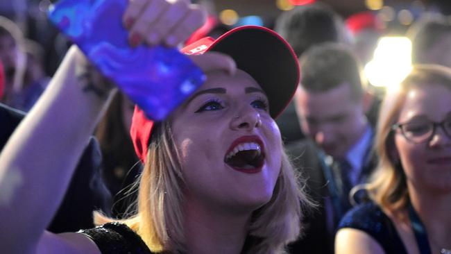 A supporter of President Donald Trump reacts to his win. (Pic: AFP/ Mandel Ngan)