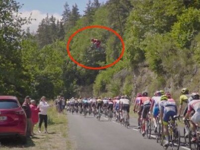 What the jump looked like from the peloton.