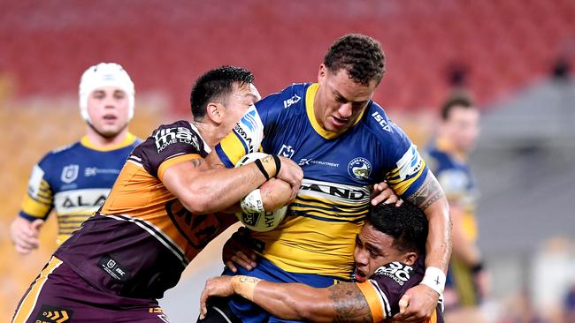 Parramatta prop Kane Evans is another on the Nathan Brown recruitment radar. Picture: Bradley Kanaris/Getty Images