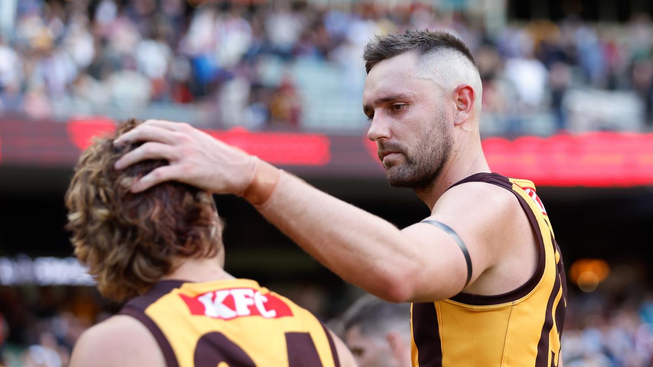 Mitchell says Jack Gunston will start as a forward against the Kangaroos as he praised his off-field leadership during his stint in the VFL. Picture: Dylan Burns / Getty Images