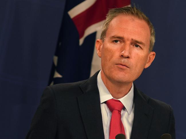 Federal Minister for Immigration David Coleman addresses media in Sydney, Sunday, February 3 2019. The Australian government has announced that the last asylum-seeker children are leaving Nauru and heading to the US with their families. (AAP Image/Ben Rushton) NO ARCHIVING