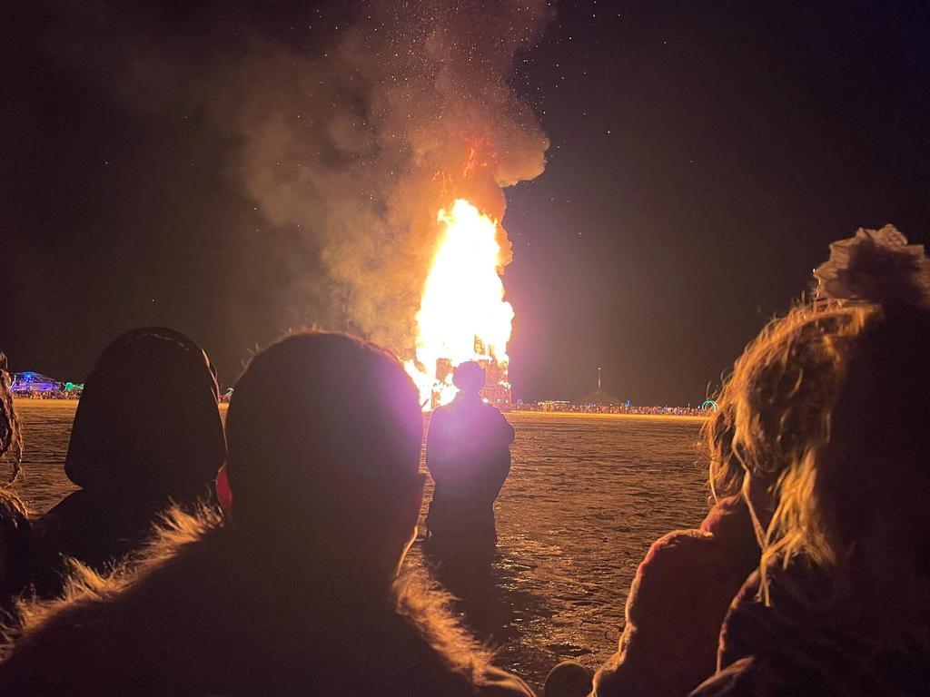 Revellers made the most of what remained at the Burning Man Festival before the big Exodus. Picture: AFP