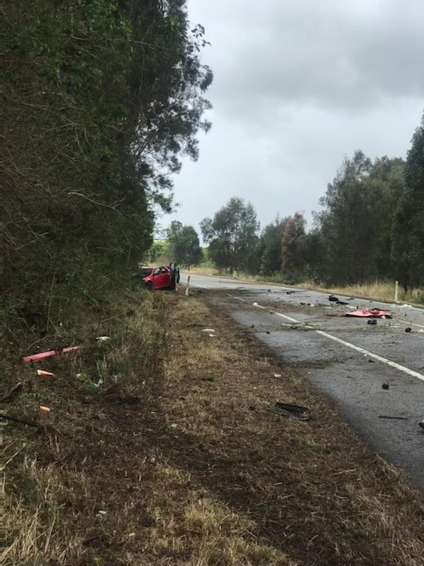 A man is dead and a woman critically injured after a single vehicle crash on the Pacific Highway near Taree on Friday afternoon.