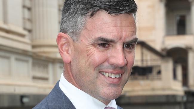 Victorian Liberals voting on a new leader in a challenge to leader John Pesutto. Brad Battin after being voted in as leader of the Liberal Party. Friday, December 27. 2024. Picture: David Crosling