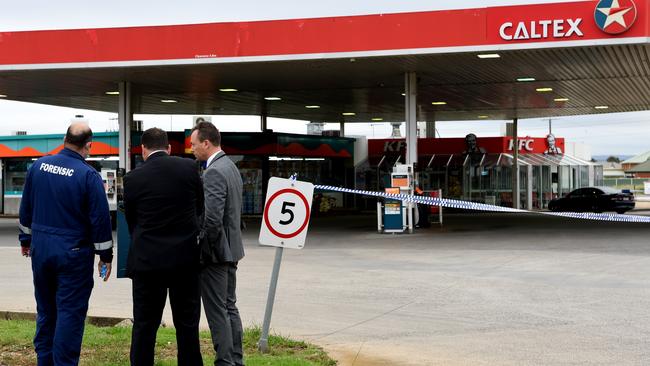 The victim drove to the Caltex service station on Melton Highway to seek help. Picture: Nicole Garmston