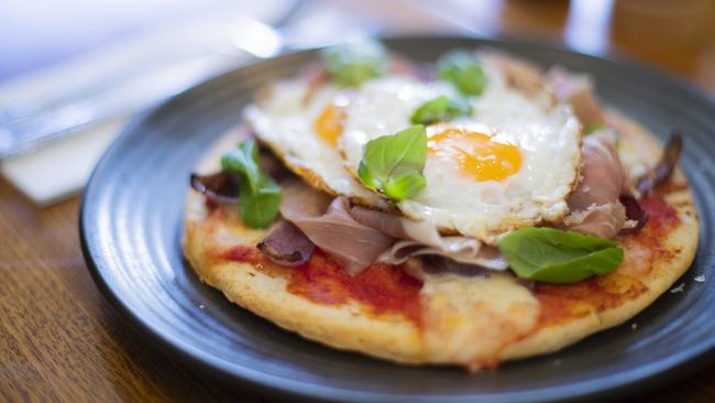 Cibo E Vino’s breakfast pizza. Picture: RICHARD JUPE