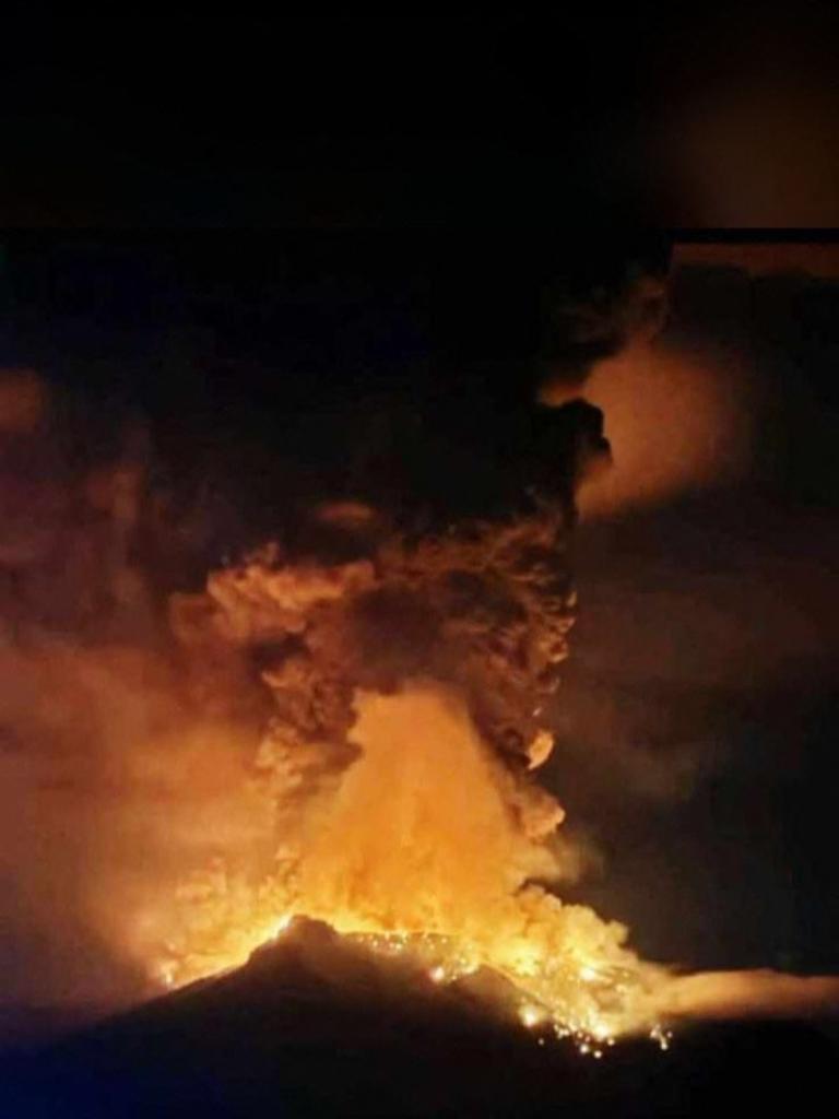 Mount Ruang, a stratovolcano in Indonesia, has erupted several times in 24 hours. Picture: Center for Volcanology and Geological Hazard Mitigation / AFP