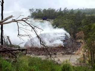 A massive pile of waste burning at a Bio-Recycle dump site at Ripley. Photo: Contributed. Picture: Contributed