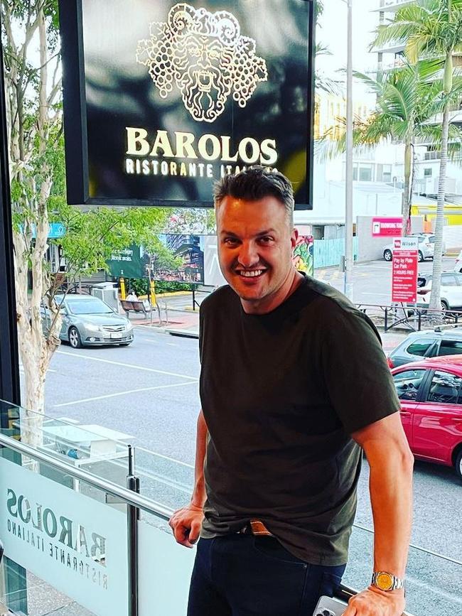 Daniel Milos at Barolos restaurant. Picture: Instagram