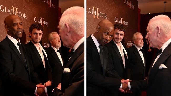 Denzel Washington met the King at the Gladiator II premiere in London on Wednesday.