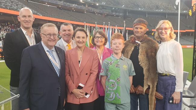 Robbie Yates, 14 (middle) at the World Transplant Games opening ceremony. Picture: Supplied