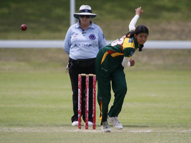 Trushna Hadawle delivers the ball. Picture Warren Gannon Photography