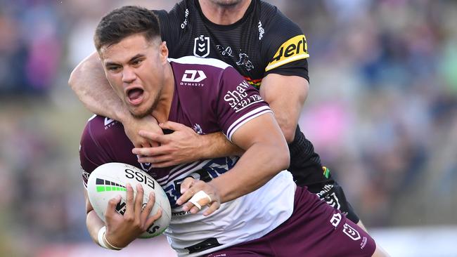 Josh Schuster has a serious leg injury. Picture: NRL Photos