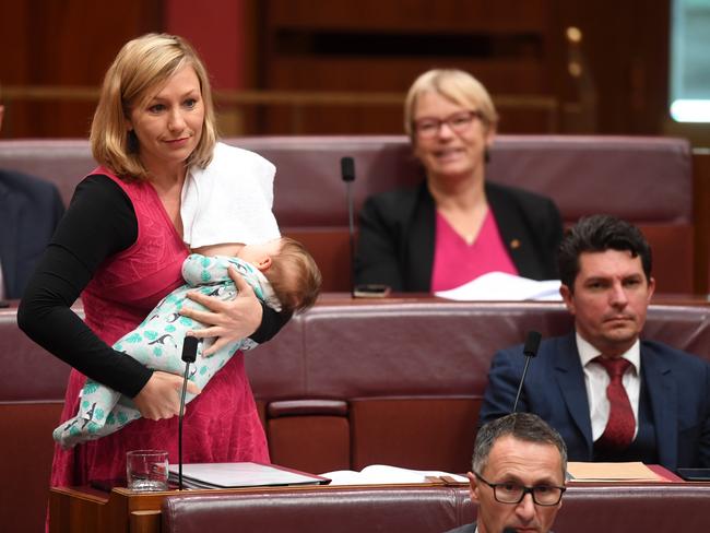 Being a mother didn’t stop former Greens senator Larissa Waters from working. Picture: Lukas Coch