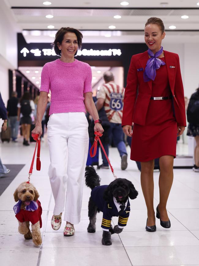 Virgin Australia Group CEO Jayne Hrdlicka, left, at Melbourne Airport. Picture: Alex Coppel