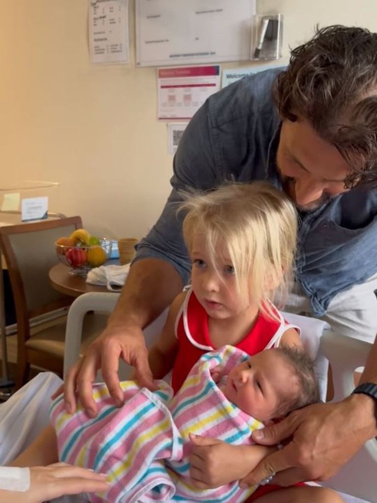 Tim Robards with his two daughters Elle and Ruby. Picture: Instagram