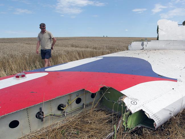 epa04324585 A man inspects the empennage tail debris at the main crash site of the Boeing 777 Malaysia Airlines flight MH17, which crashed over the eastern Ukraine region, near Grabovo, some 100 km east of Donetsk, Ukraine, 20 July 2014. A Malaysia Airlines Boeing 777 with more than 280 passengers on board crashed in eastern Ukraine on 17 July. The plane went down between the city of Donetsk and the Russian border, an area that has seen heavy fighting between separatists and Ukrainian government forces.  EPA/IGOR KOVALENKO
