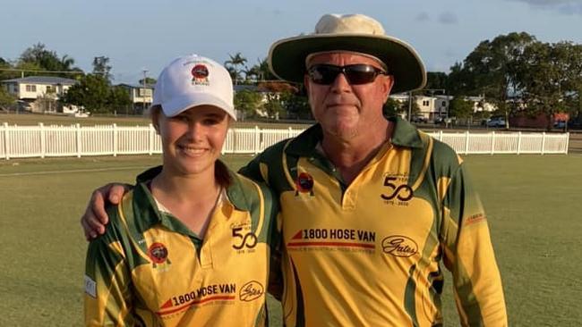 Elisha Holdsworth and Bryan Holdsworth after playing second grade together for Pioneer Valley. Picture: Pioneer Valley Cricket Club Facebook.