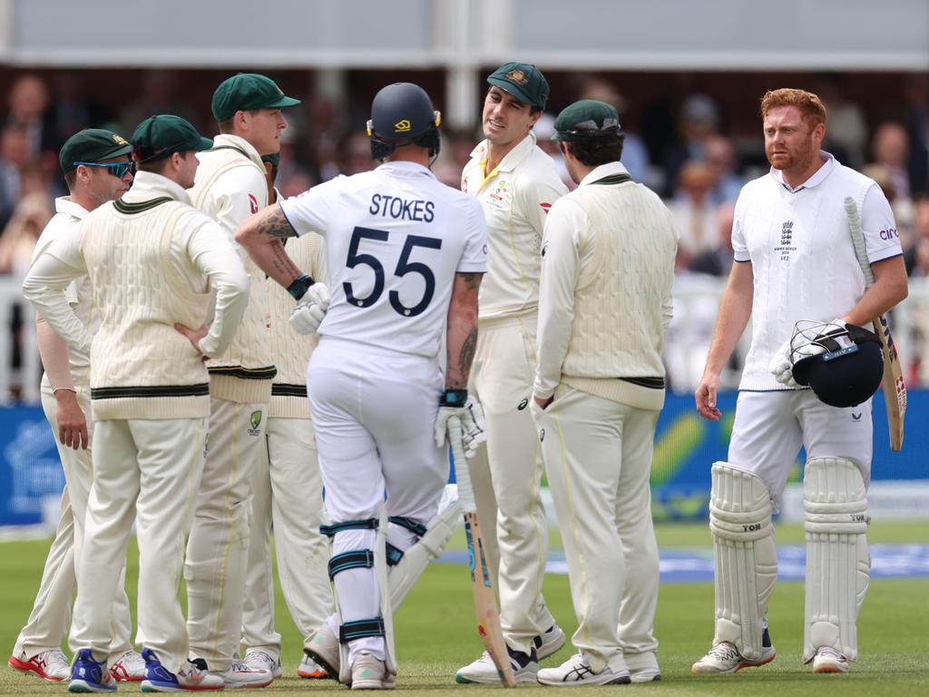 Words passed between England captain Stokes and Australia captain Pat Cummins. Picture: Ryan Pierse/Getty Images)