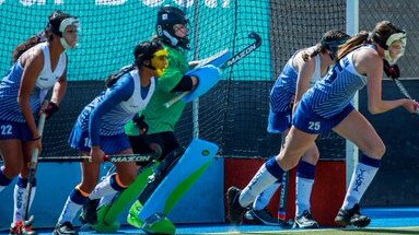 Action at the hockey championships at Bathurst.